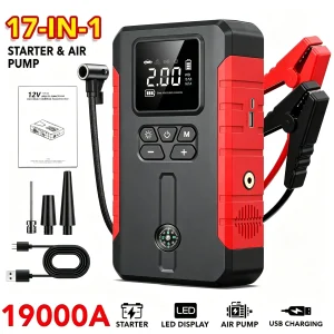 12V 17-in-1 Portable Jump Starter with Air Compressor