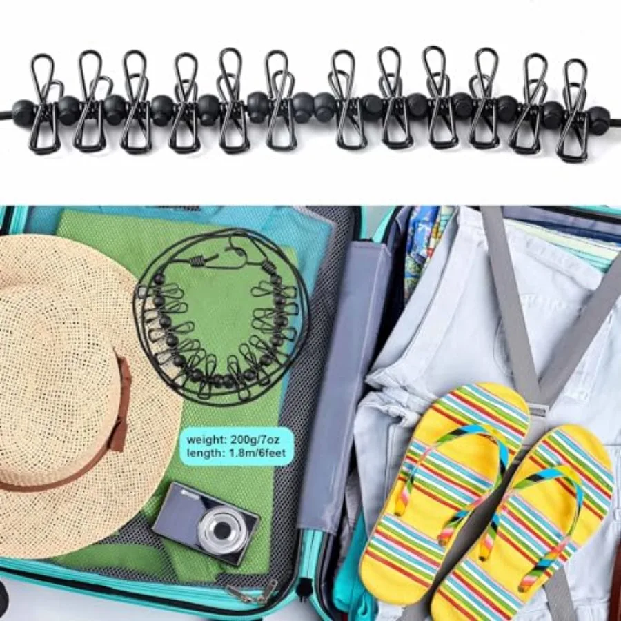 Retractable Travel Clothesline with 12 Clothespins - Image 3