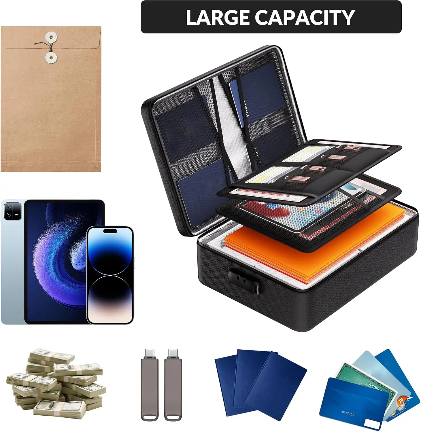 Document Bag Water-resistant Zipper with Lock - Image 1