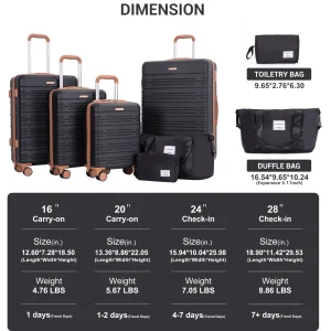 6 Piece Luggage Set and TSA Lock - Thumbnail Image 2