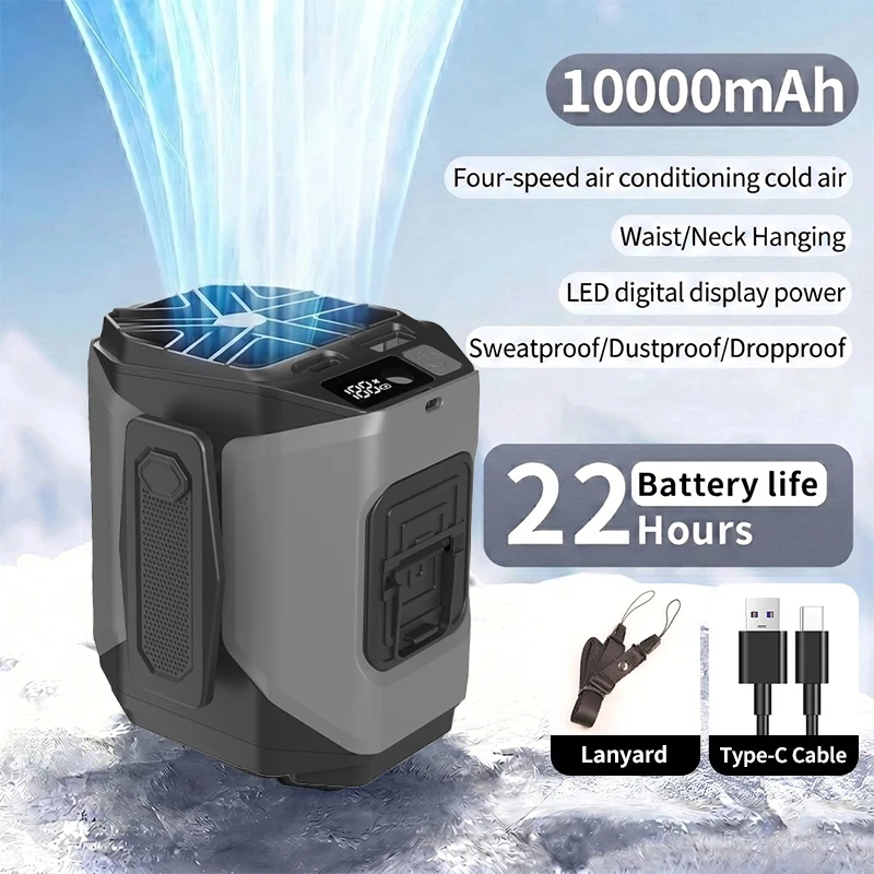 Portable Neck Fan  with Flashlight - Image 3