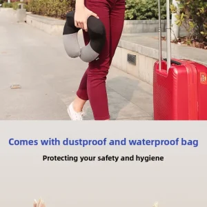 Portable inflatable travel pillow with washable cotton cover - Thumbnail Image 11