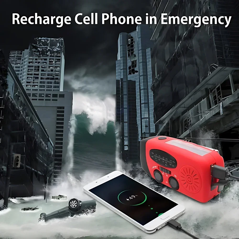 Solar Hand Crank Radio Emergency Weather Alert Device - Image 12