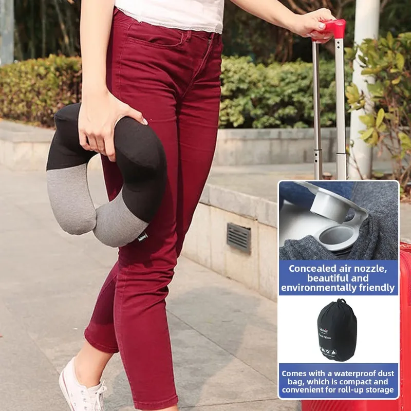 Portable inflatable travel pillow with washable cotton cover - Image 5