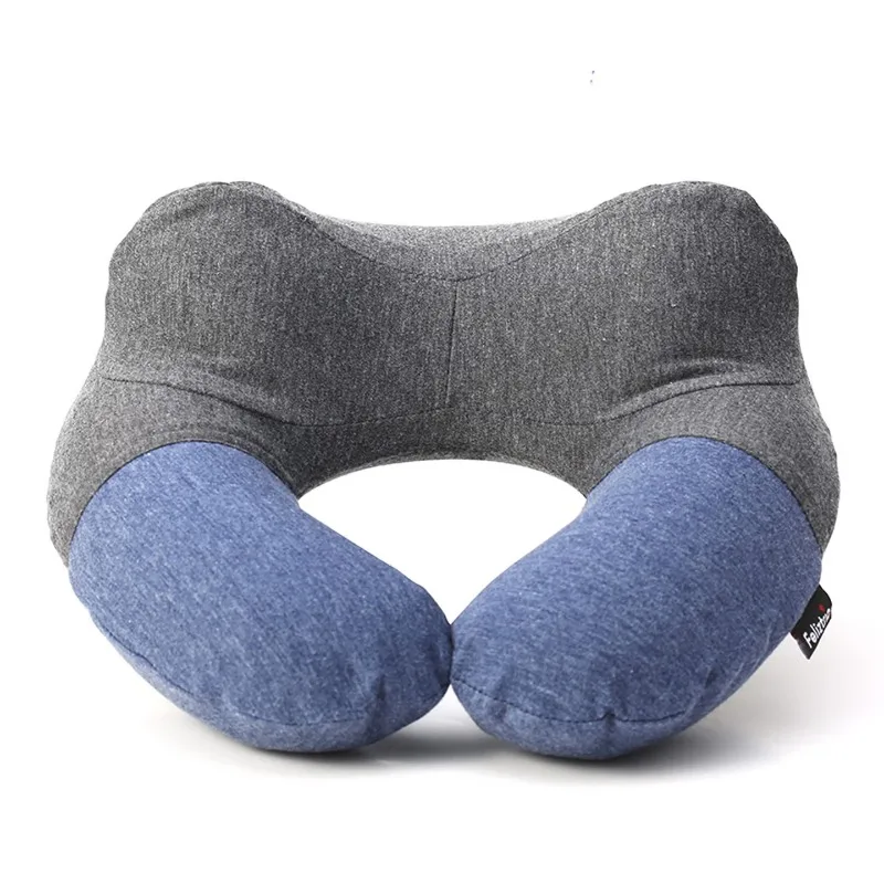 Portable inflatable travel pillow with washable cotton cover - Image 1