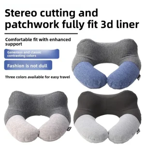 Portable inflatable travel pillow with washable cotton cover - Thumbnail Image 7