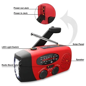 Solar Hand Crank Radio Emergency Weather Alert Device - Thumbnail Image 4