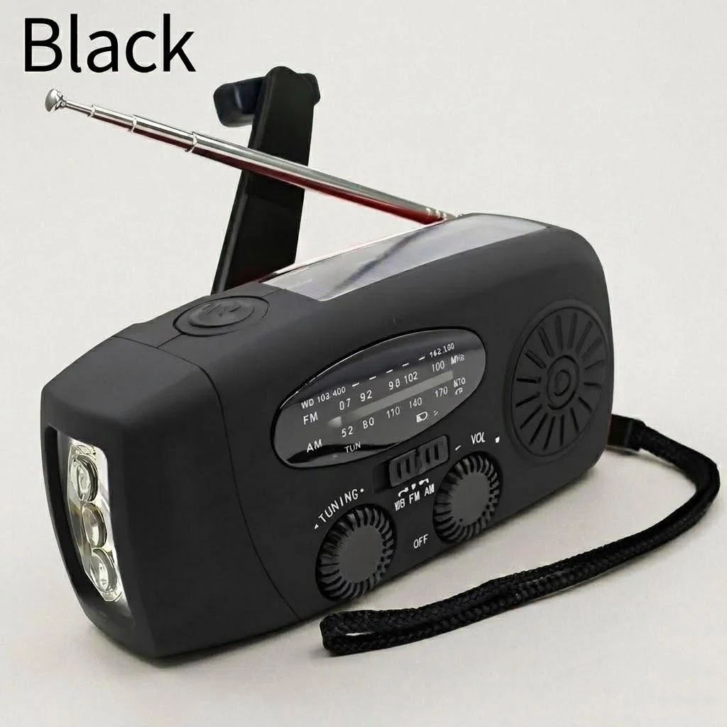 Solar Hand Crank Radio Emergency Weather Alert Device - Image 1