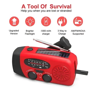 Solar Hand Crank Radio Emergency Weather Alert Device - Thumbnail Image 3