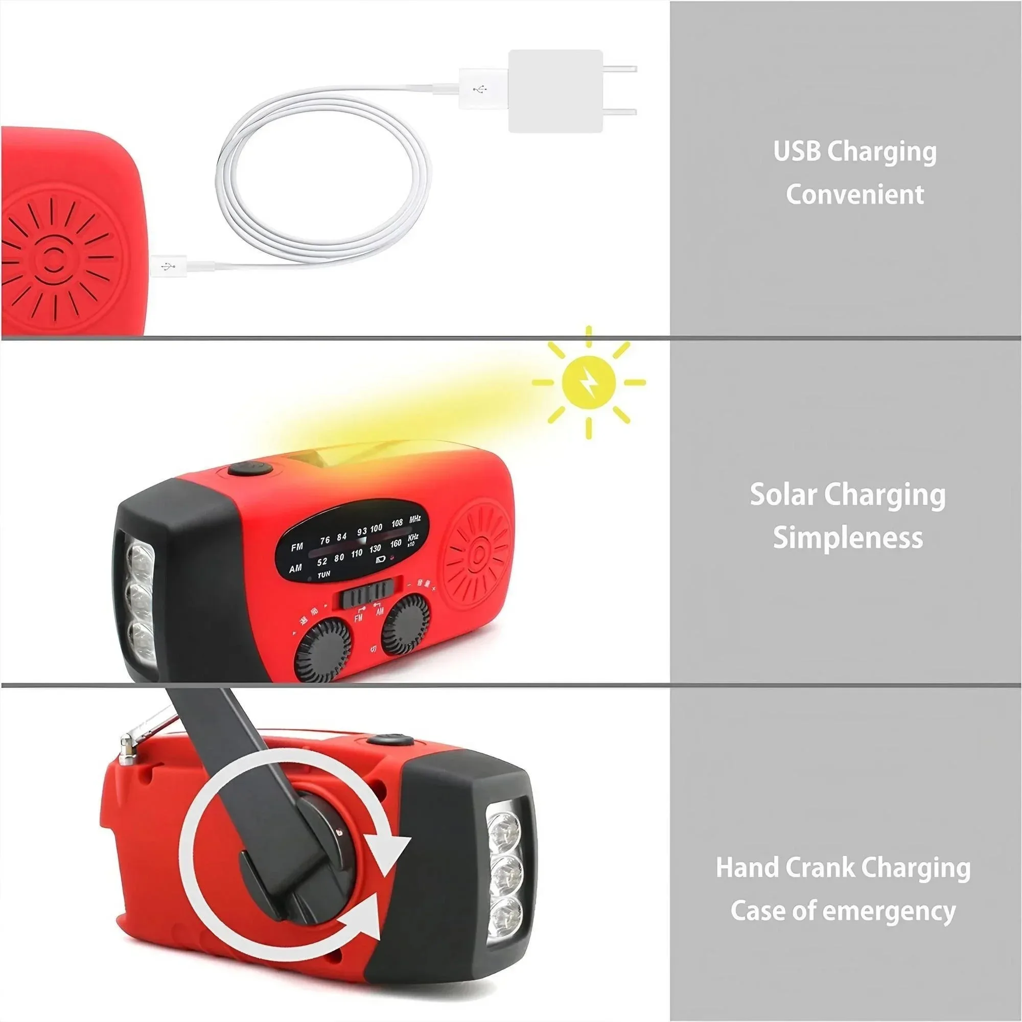 Solar Hand Crank Radio Emergency Weather Alert Device - Image 8