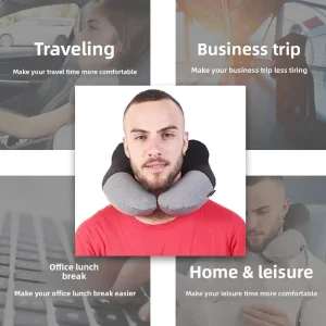 Portable inflatable travel pillow with washable cotton cover - Thumbnail Image 6