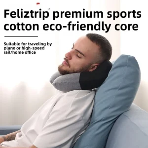 Portable inflatable travel pillow with washable cotton cover - Thumbnail Image 2
